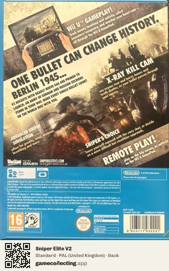 Sniper Elite V2 Nintendo Wii U, United Kingdom box back