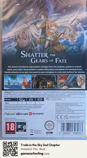 Trails in the Sky 2nd Chapter Nintendo Switch, PAL box back