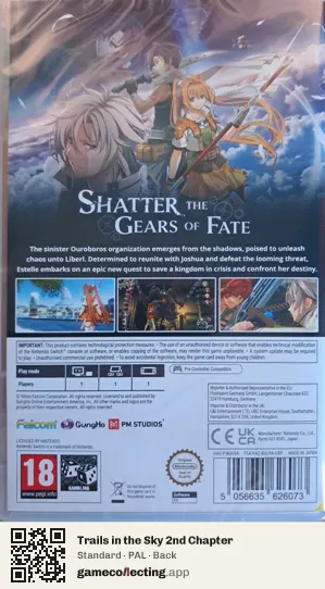 Trails in the Sky 2nd Chapter Nintendo Switch, PAL box back