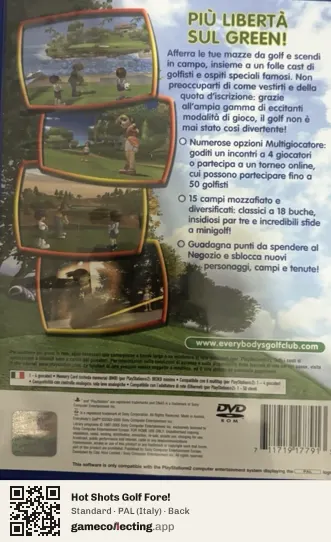 Hot Shots Golf Fore! PlayStation 2, Italy box back
