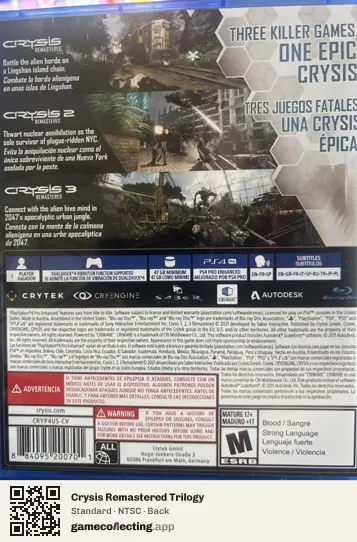 Crysis Remastered Trilogy PlayStation 4, NTSC box back
