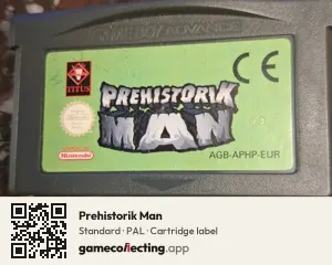 Prehistorik Man Game Boy Advance, PAL cartridge label