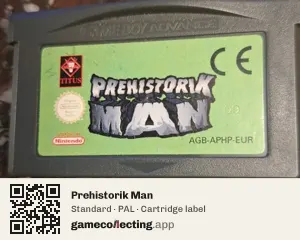 Prehistorik Man Game Boy Advance, PAL cartridge label