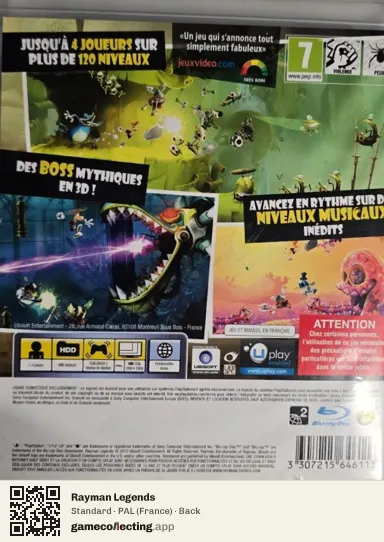 Rayman Legends PlayStation 3, France box back