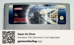 Super Air Diver Super Nintendo Entertainment System, PAL cartridge label