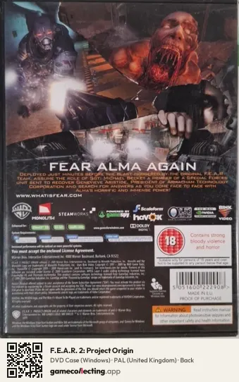F.E.A.R. 2: Project Origin Computer, United Kingdom box back