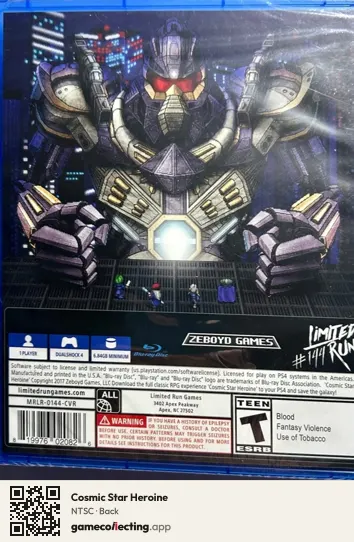 Cosmic Star Heroine PlayStation 4, NTSC box back