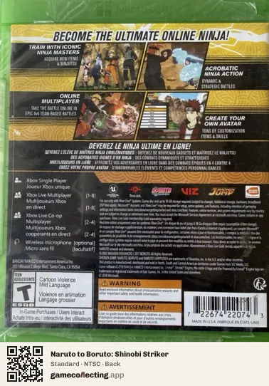 Naruto to Boruto: Shinobi Striker Xbox One, NTSC box back