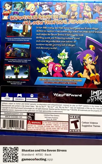 Shantae and the Seven Sirens PlayStation 4, NTSC box back