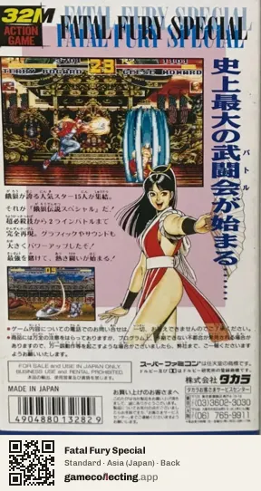 Fatal Fury Special Super Nintendo Entertainment System, Asia box back