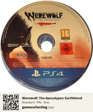 Werewolf: The Apocalypse: Earthblood PlayStation 4, PAL disc