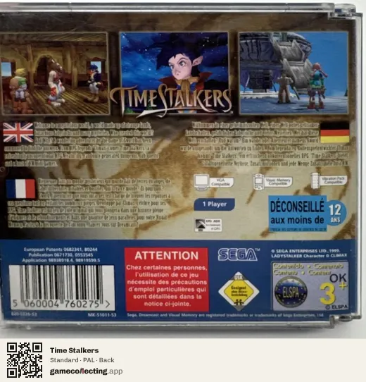 Time Stalkers Sega Dreamcast, PAL box back