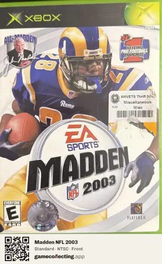 Madden NFL 2003 Xbox, NTSC box front