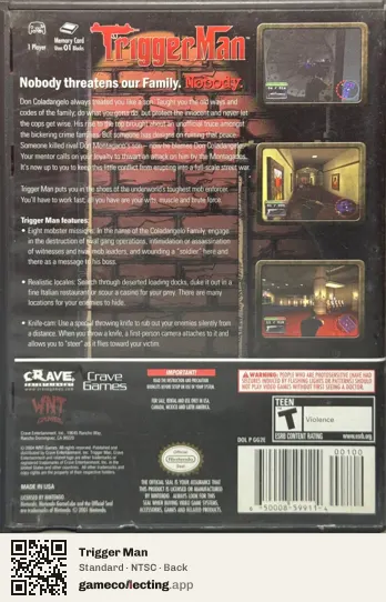 Trigger Man Nintendo GameCube, NTSC box back