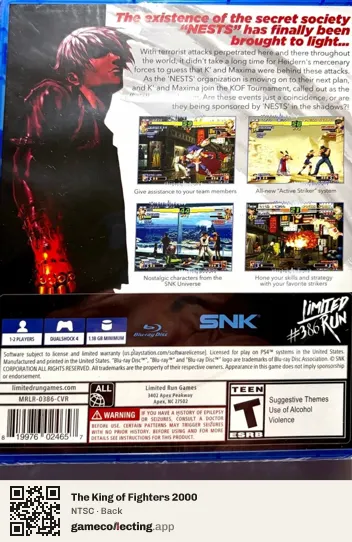 The King of Fighters 2000 PlayStation 4, NTSC box back