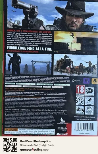 Red Dead Redemption Xbox 360, Italy box back