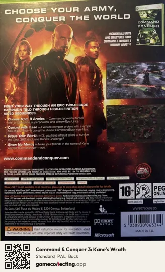 Command & Conquer 3: Kane's Wrath Xbox 360, PAL box back