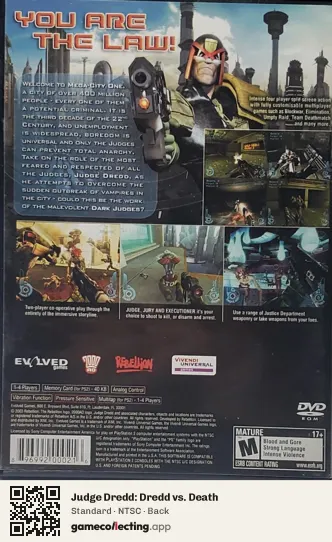 Judge Dredd: Dredd vs. Death PlayStation 2, NTSC box back