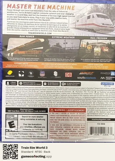 Train Sim World 3 PlayStation 5, NTSC box back