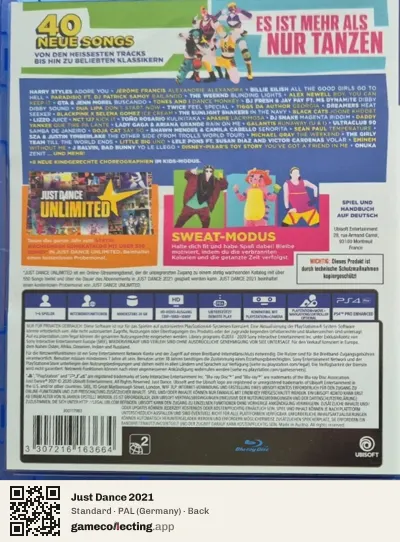 Just Dance 2021 PlayStation 4, Germany box back