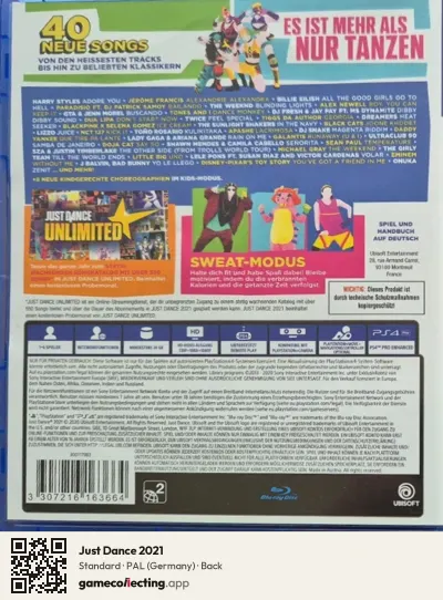 Just Dance 2021 PlayStation 4, Germany box back