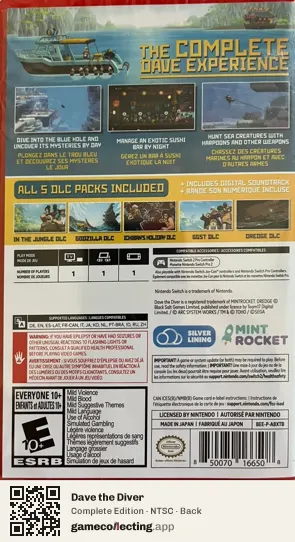Dave the Diver Nintendo Switch 2, NTSC box back