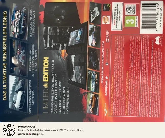 Project CARS Computer, Germany box back