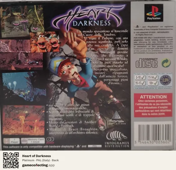 Heart of Darkness PlayStation, Italy box back