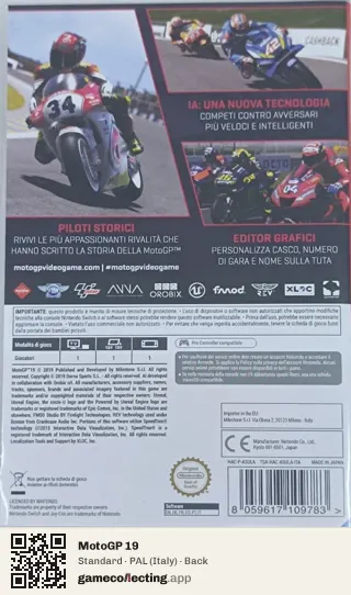 MotoGP 19 Nintendo Switch, Italy box back