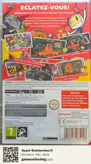 Super Bomberman R Nintendo Switch, PAL box back