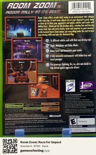 Room Zoom: Race for Impact Xbox, NTSC box back