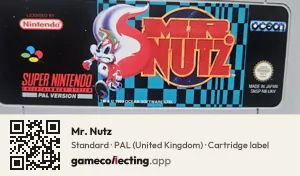 Mr. Nutz Super Nintendo Entertainment System, PAL cartridge label