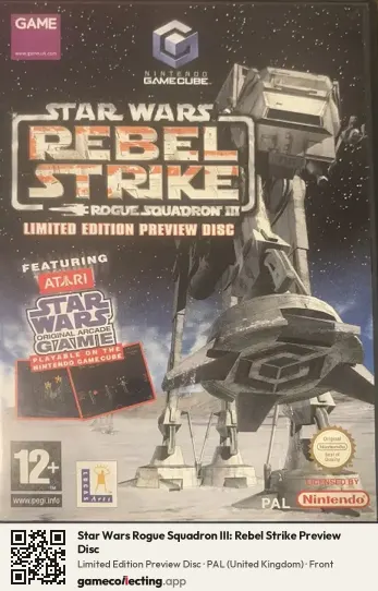 Star Wars Rogue Squadron III: Rebel Strike Preview Disc Nintendo GameCube, United Kingdom box front
