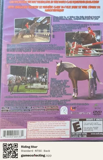 Riding Star PlayStation 2, NTSC box back