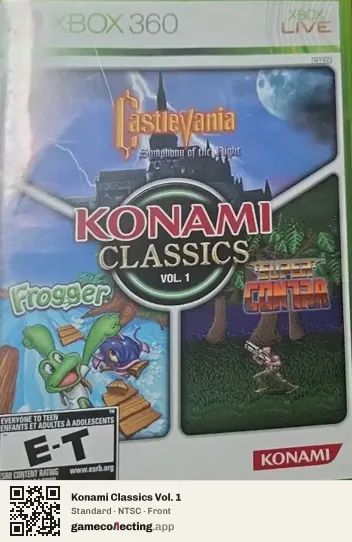 Konami Classics Vol. 1 Xbox 360, NTSC box front