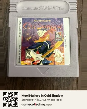 Maui Mallard in Cold Shadow Game Boy, NTSC cartridge label