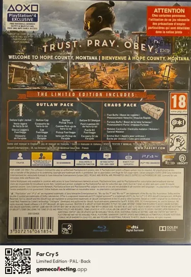 Far Cry 5 PlayStation 4, PAL box back