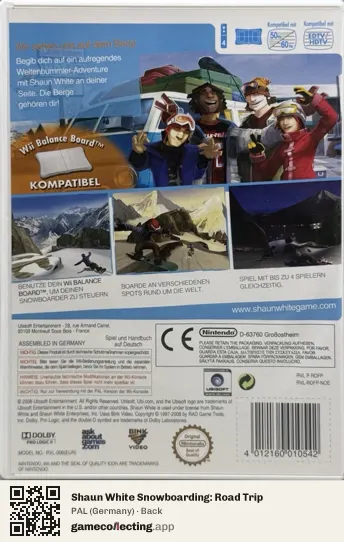 Shaun White Snowboarding: Road Trip Nintendo Wii, Germany box back