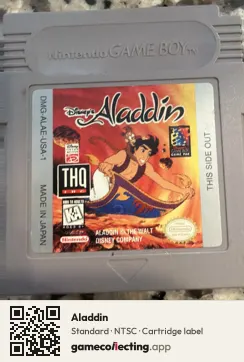 Aladdin Game Boy, NTSC cartridge label
