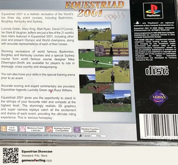Equestrian Showcase PlayStation, PAL box back