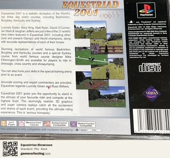 Equestrian Showcase PlayStation, PAL box back