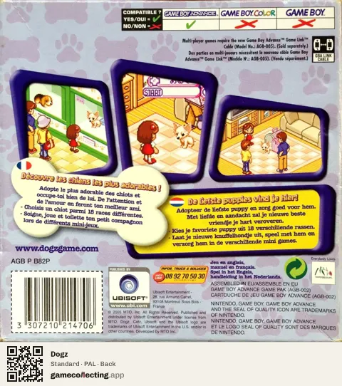 Dogz Game Boy Advance, PAL box back