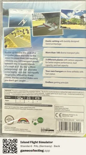 Island Flight Simulator Nintendo Switch, Germany box back