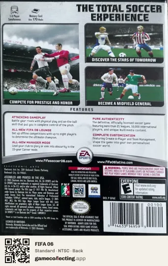 FIFA 06 Nintendo GameCube, NTSC box back