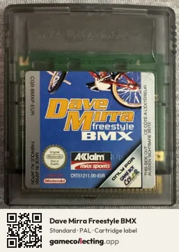 Dave Mirra Freestyle BMX Game Boy Color, PAL cartridge label