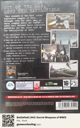 Battlefield 1942: Secret Weapons of WWII Computer, PAL box back