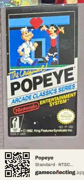 Popeye Nintendo Entertainment System, NTSC cartridge label