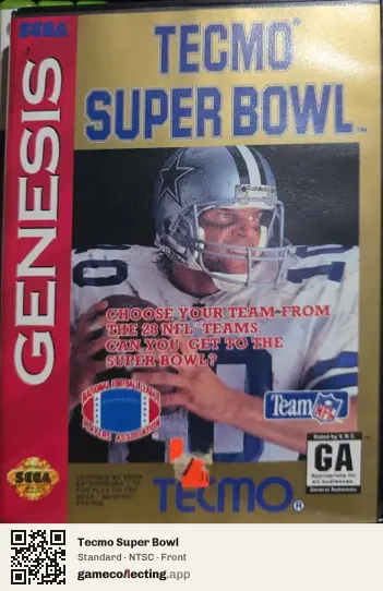 Tecmo Super Bowl Sega Mega Drive / Genesis, NTSC box front