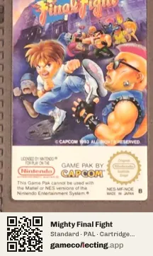 Mighty Final Fight Nintendo Entertainment System, PAL cartridge label