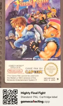 Mighty Final Fight Nintendo Entertainment System, PAL cartridge label